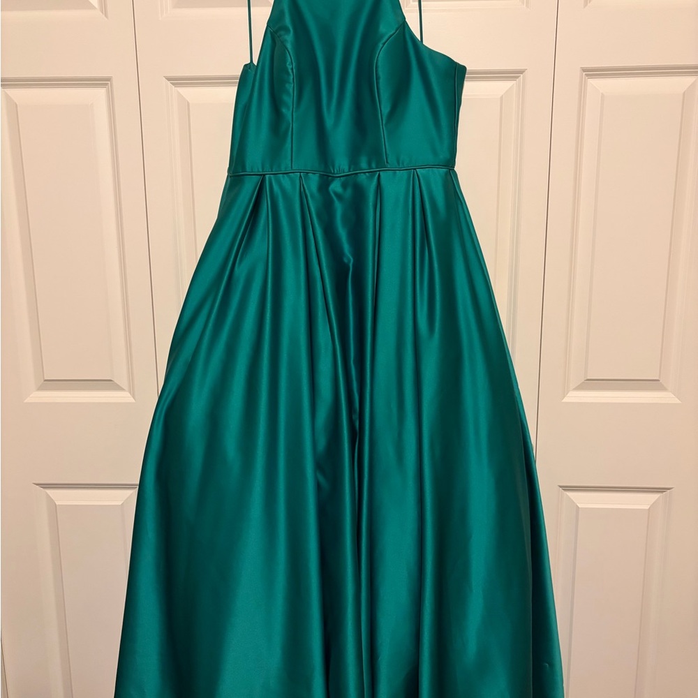Betsy & Adam Teal Halter Neck Dress